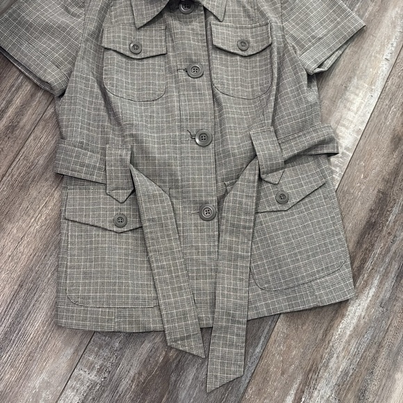 Sandro plaid belted safari jacket size small - Picture 4 of 9